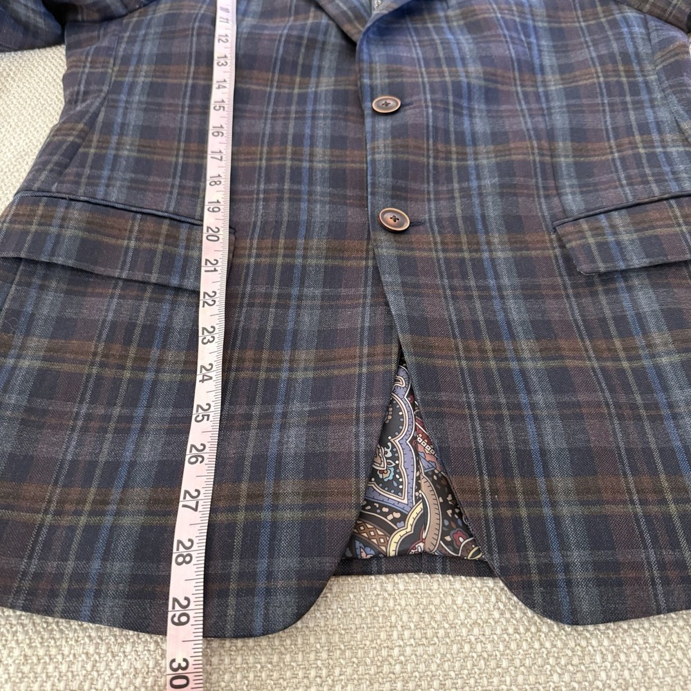 Tallia Men Suit 40R Windowpane Plaid Wool Blend Blazer Sport Coat Jacket - Picture 11 of 12